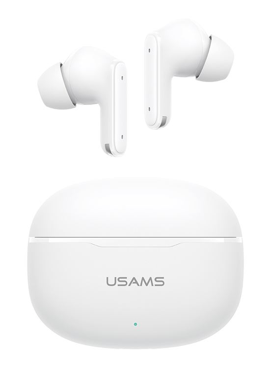 USAMS earphones με θήκη φόρτισης E05, True Wireless, BT 6.0, λευκό BHE0502