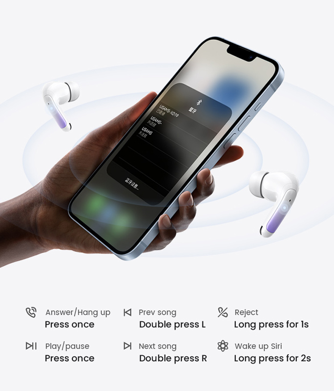 USAMS earphones με θήκη φόρτισης US-XD19, TWS, ENC, Φ13mm, μαύρα BHUENCXD01