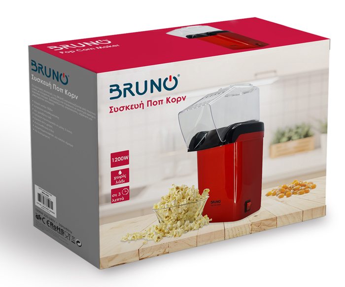 BRUNO συσκευή παρασκευής ποπ-κορν BRN-0085, 1200W, κόκκινη BRN-0085
