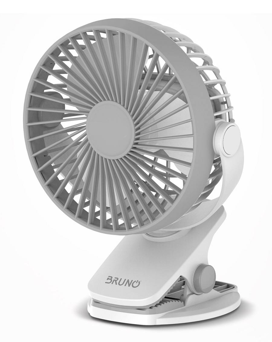 BRUNO ανεμιστήρας με κλίπ BRN-0230, επαναφορτιζόμενος, λευκός/γκρι BRN-0230