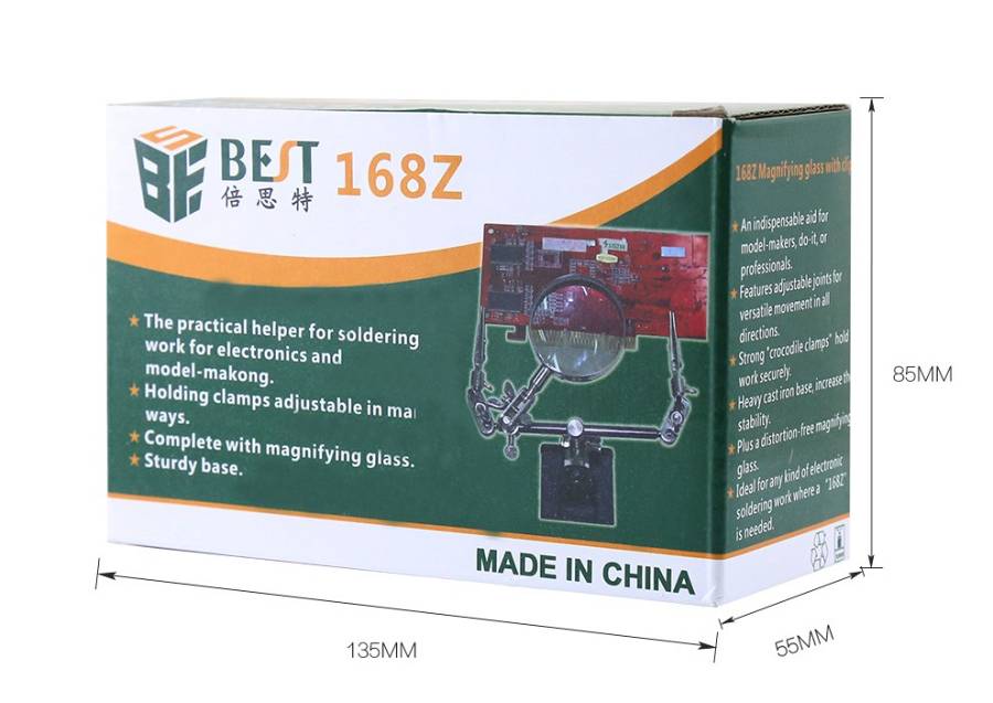 BEST Μεγεθυντικός Φακός BST-168Z, 5x zoom, με clips συγκράτησης BST-168Z