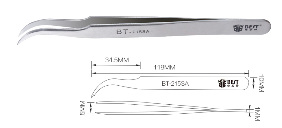 BEST Τσιμπίδα BST-215SA, Κυρτή BST-215SA