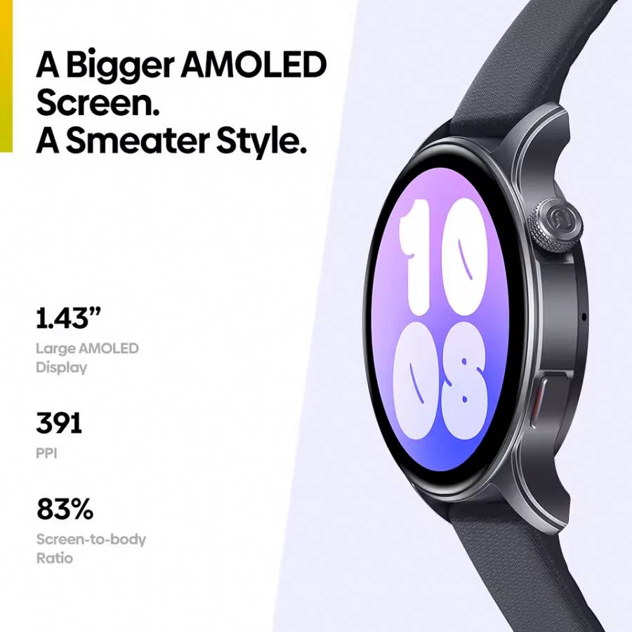 ZEBLAZE smartwatch Btalk 3 GPS, heart rate, 1.43 AMOLED, GPS, 3 ATM, γκρι BTALK3GPS-BK