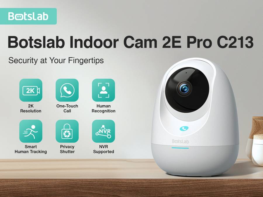 BOTSLAB smart κάμερα C213, 3MP/2K, WiFi & LAN, 360° PTZ, SD C213
