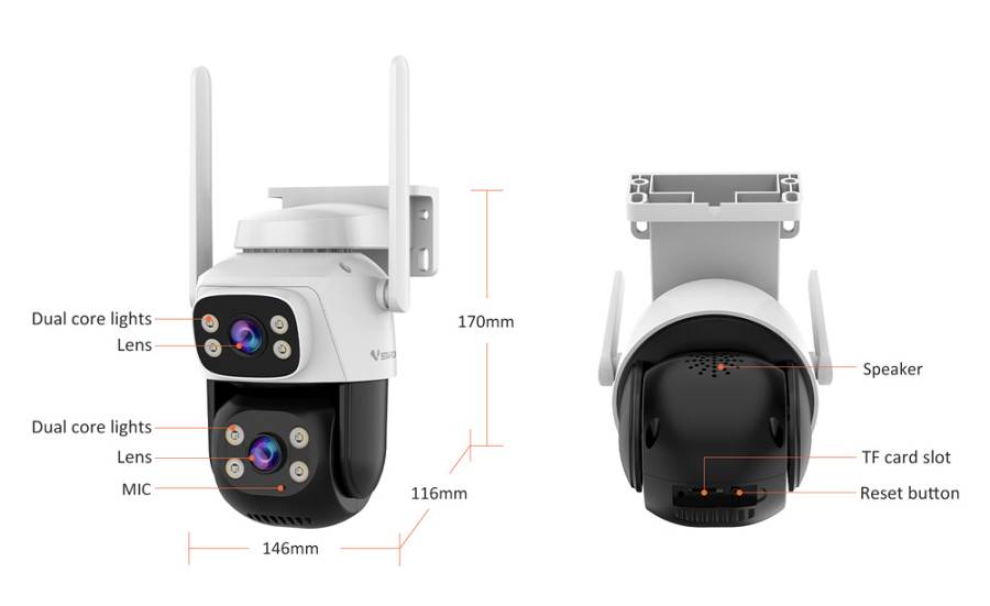 VSTARCAM smart κάμερα C622DR, dual lens, 2MP, WiFi, SD, PTZ, IP66 C622DR