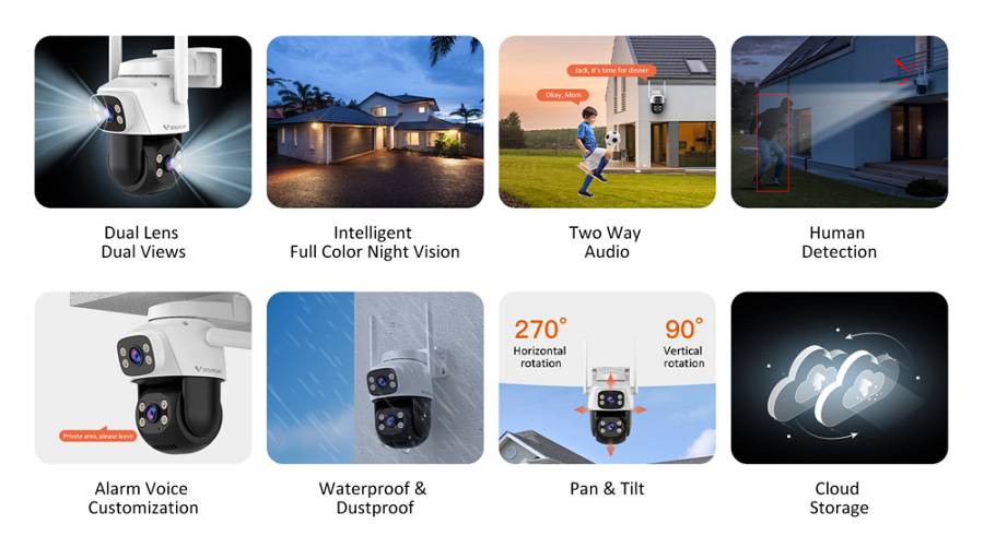 VSTARCAM smart κάμερα C622DR, dual lens, 2MP, WiFi, SD, PTZ, IP66 C622DR