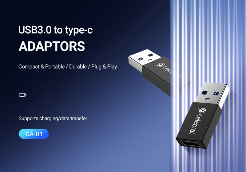 CELEBRAT αντάπτορας USB 3.0 σε USB-C CA-01, 3A, 5Gbps, μαύρος CA-01