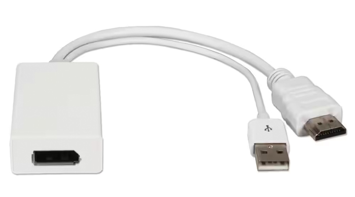 POWERTECH αντάπτορας HDMI σε DisplayPort CAB-H162, USB, 4K, λευκός CAB-H162