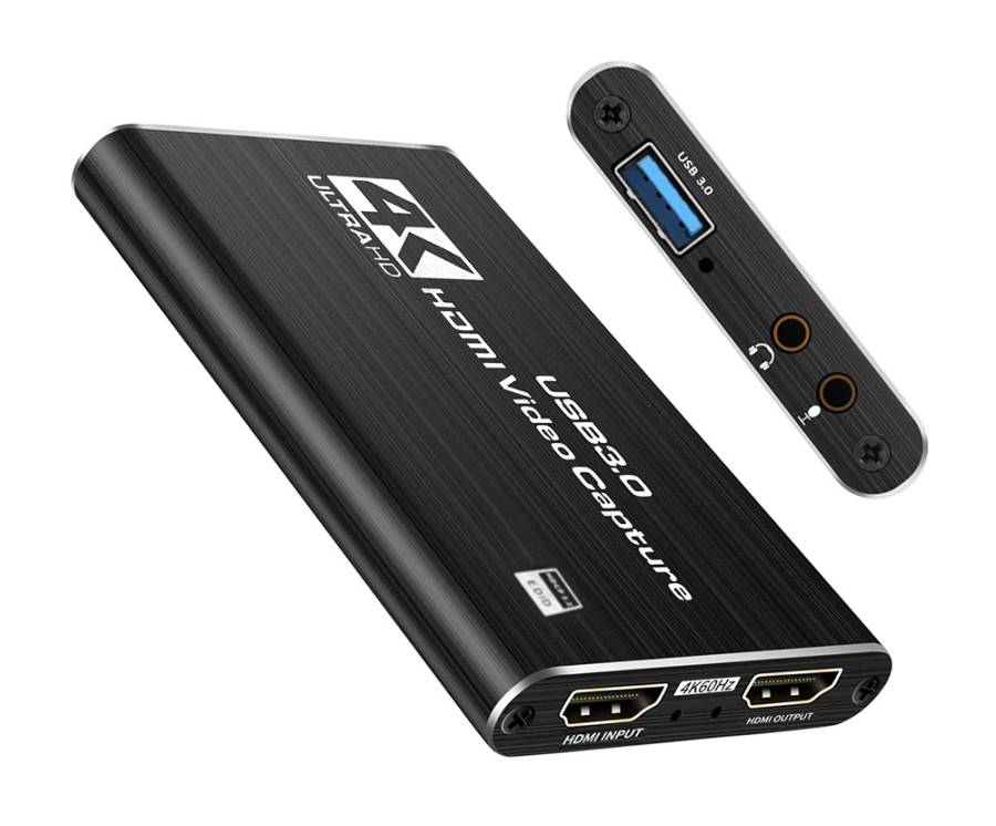 POWERTECH video capture CAB-H164, HDMI/USB σύνδεση, 4K/60Hz, μαύρο CAB-H164