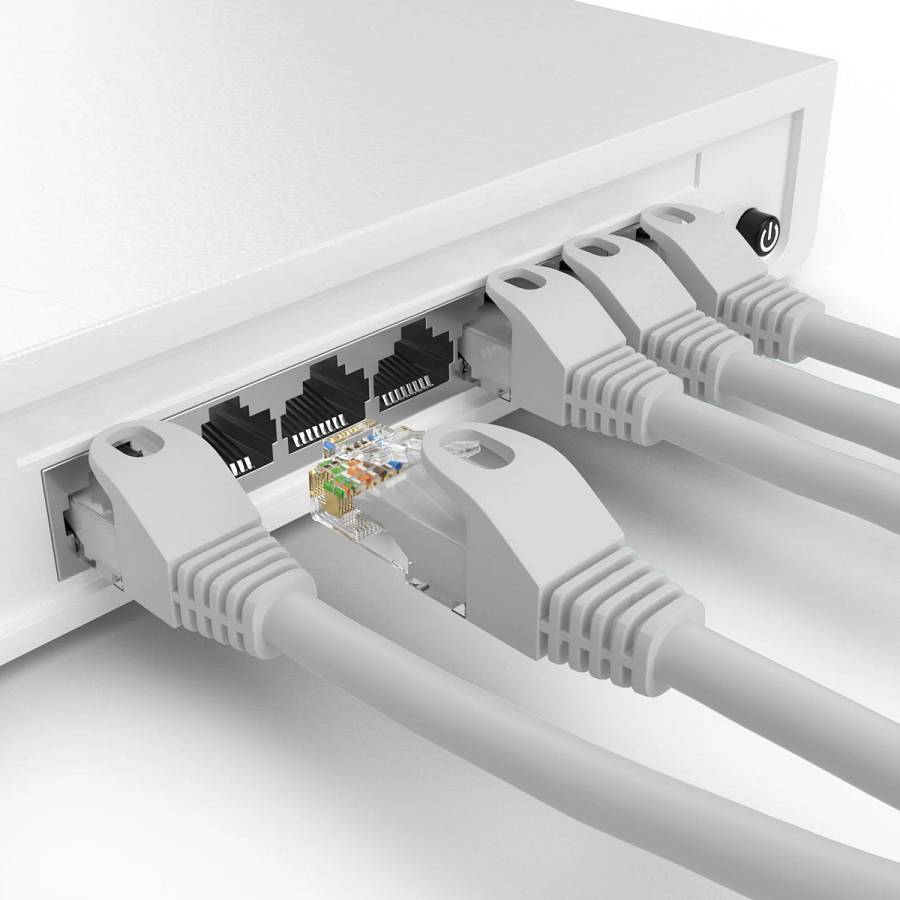 POWERTECH καλώδιο δικτύου CAB-N413-5, Cat 6 U/UTP, CCA, 250Hz, 0.25m, γκρι, 5τμχ CAB-N413-5
