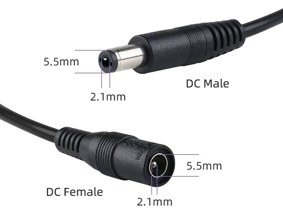 POWERTECH καλώδιο επέκτασης DC CAB-P030, 5.5 x 2.1mm, 10m, μαύρο CAB-P030