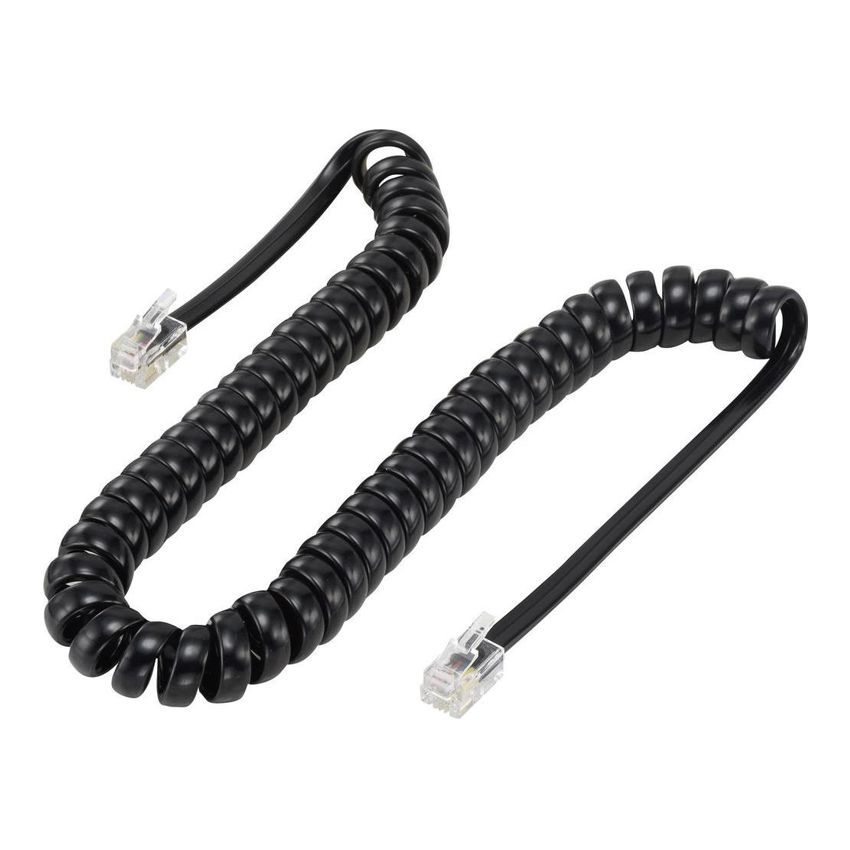 POWERTECH καλώδιο τηλεφώνου RJ10 4P4C CAB-T015, Spiral, 5m, μαύρο CAB-T015