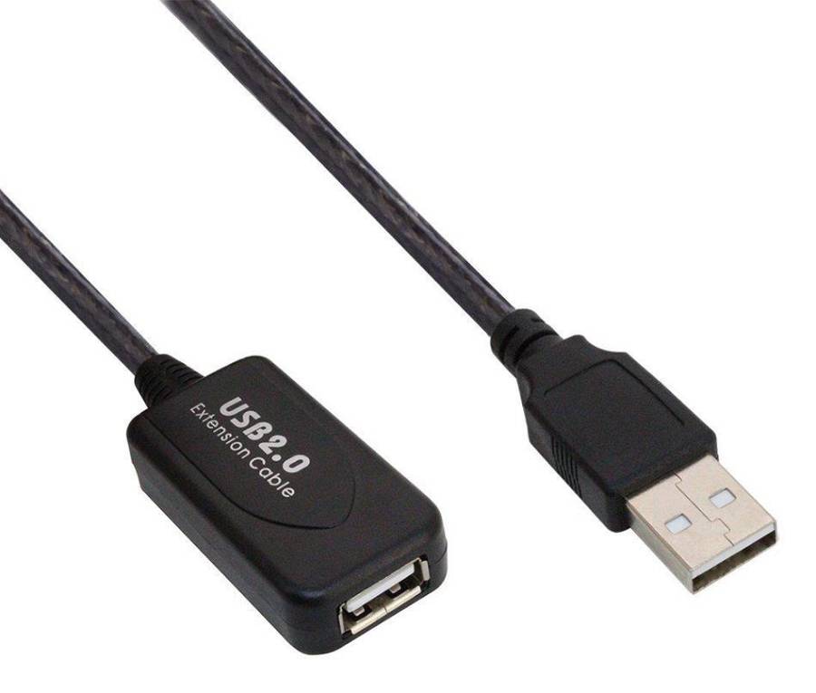 POWERTECH καλώδιο προέκτασης USB CAB-U054, ενισχυτής, 480Mbps 15m, μαύρο CAB-U054