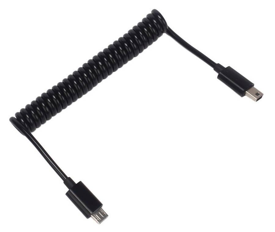 POWERTECH καλώδιο Micro USB σε USB Mini CAB-U124, σπιράλ, 1m, μαύρο CAB-U124