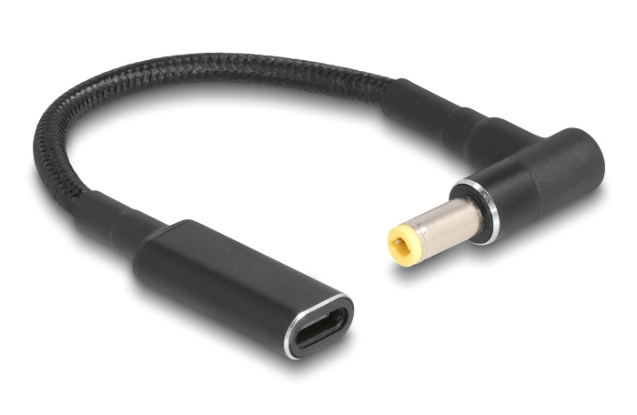 POWERTECH καλώδιο τροφοδοσίας CAB-UC068, USB-C σε 5.5x2.5mm, 15cm, μαύρο CAB-UC068