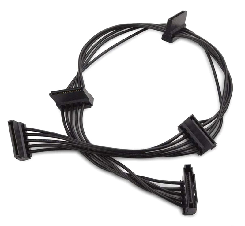 POWERTECH καλώδιο SATA 15pin σε 4x SATA 15pin CAB-W038, 40cm, μαύρο CAB-W038