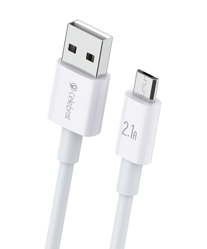 CELEBRAT καλώδιο Micro USB σε USB CB-24M, 2.1A, 1.2m, λευκό CB-24M