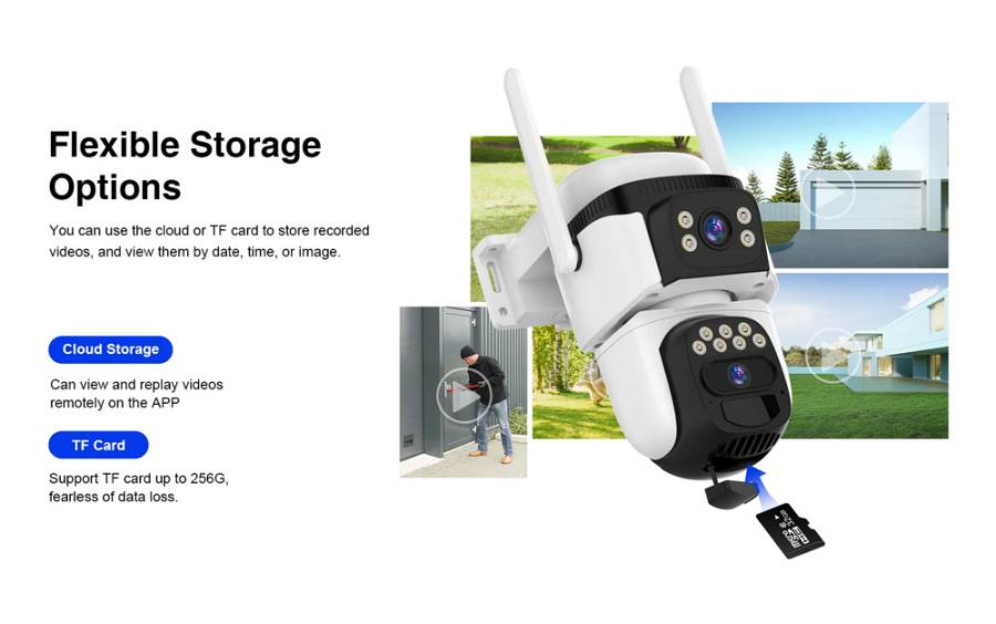 VSTARCAM smart ηλιακή κάμερα CB621DR, dual lens, 3MP, WiFi, SD, PTZ, IP66 CB621DR