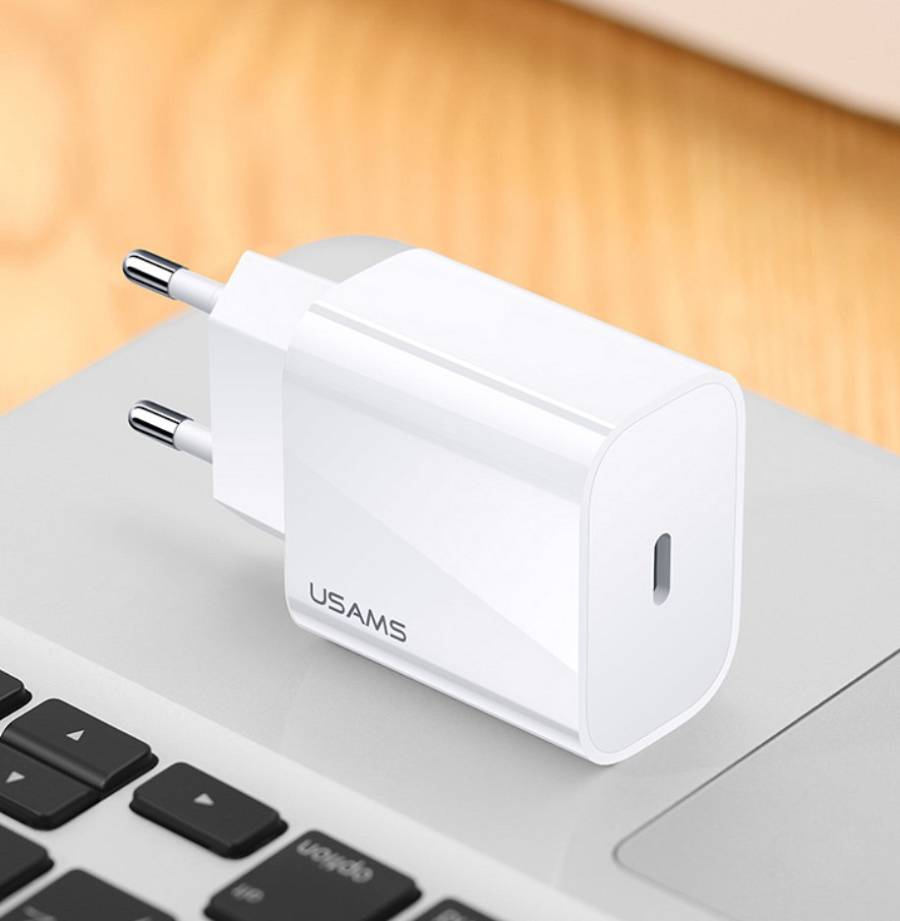USAMS φορτιστής τοίχου US-CC118, 1x type-C, PD3.0 20W 3A, λευκός CC118TC01