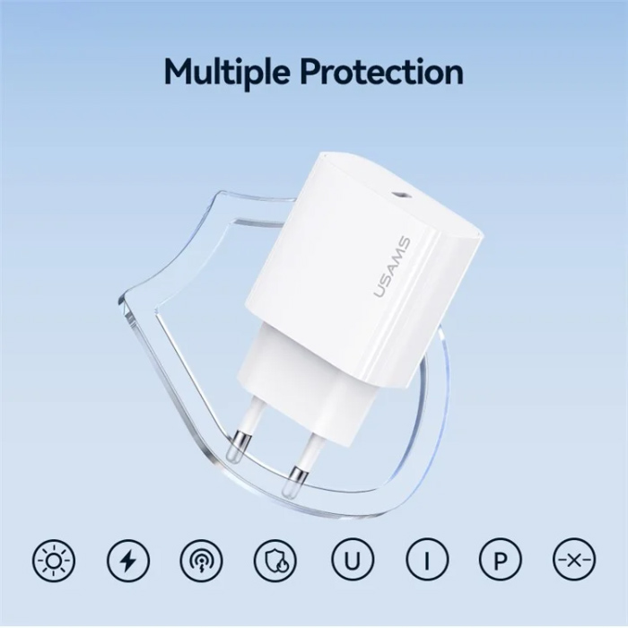 USAMS φορτιστής τοίχου CC226, USB-C, 20W, λευκός CC226TC01