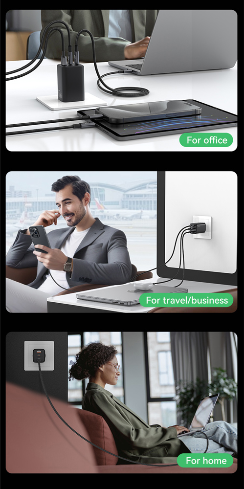 USAMS φορτιστής τοίχου CC265, USB & 2x USB-C, 67W, GaN, λευκός CC265TC02
