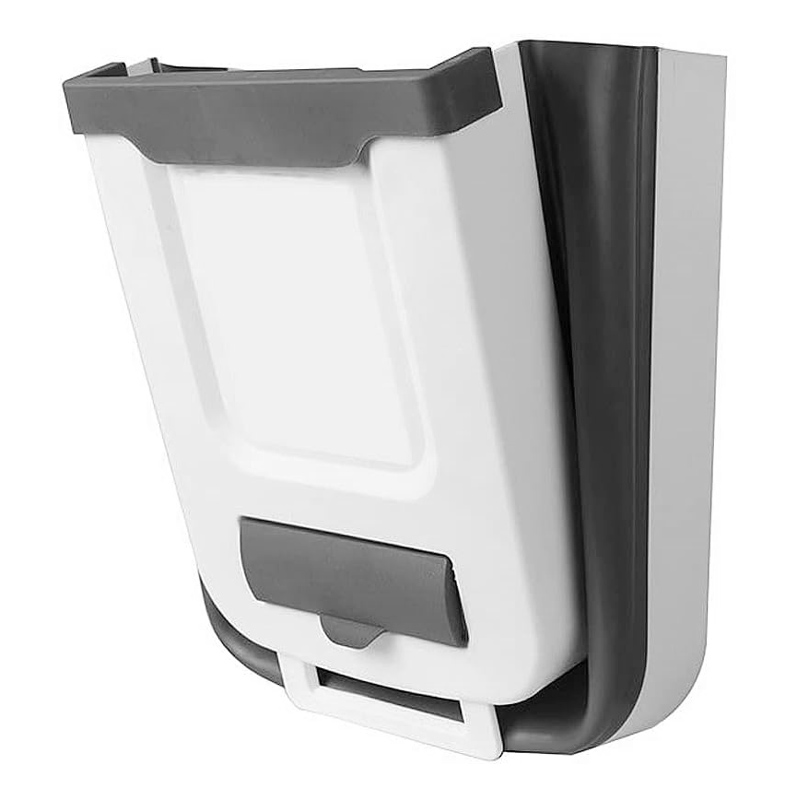 Πτυσσόμενος κάδος απορριμμάτων CLN-0054 με θήκη για σακούλες, 10L, γκρι CLN-0054