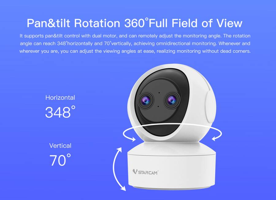 VSTARCAM smart κάμερα CS49D, 3MP, dual lens, WiFi, PTZ, SD CS49D