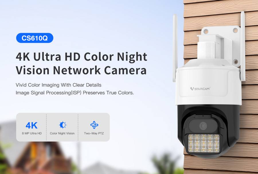VSTARCAM smart κάμερα CS610Q, 4K/8MP, WiFi, PTZ, SD, IP66 CS610Q