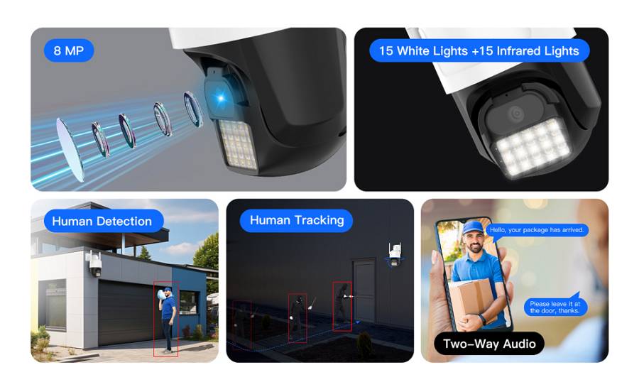 VSTARCAM smart κάμερα CS610Q, 4K/8MP, WiFi, PTZ, SD, IP66 CS610Q
