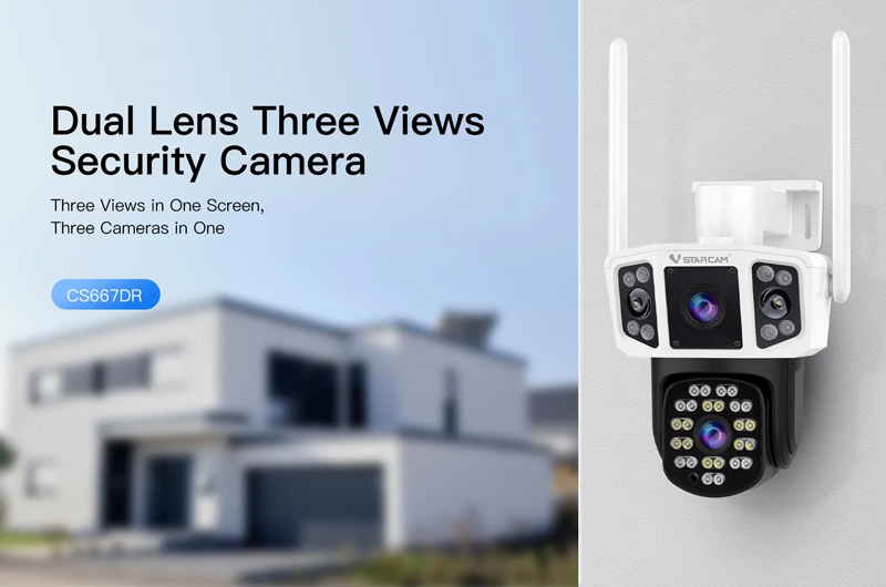 VSTARCAM smart κάμερα CS667DR, dual lens, 3MP, WiFi, SD, PTZ, IP66 CS667DR