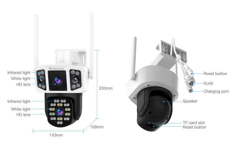 VSTARCAM smart κάμερα CS667DR, dual lens, 3MP, WiFi, SD, PTZ, IP66 CS667DR
