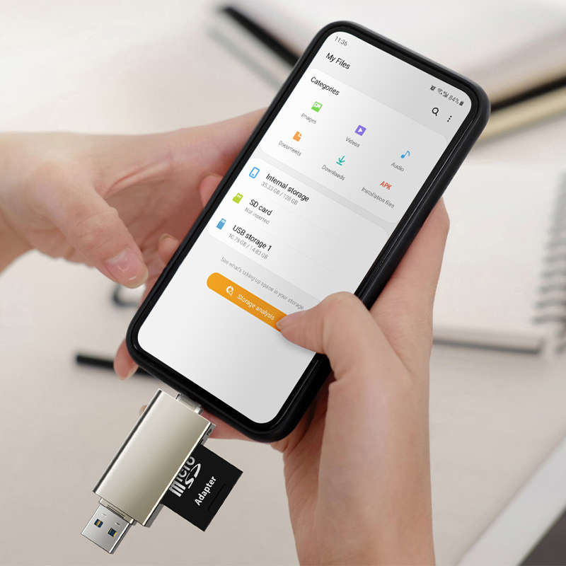 CABLETIME card reader CT-ACMCD2-ZG για SD & micro SD, USB/USB-C σύνδεση, 5Gbps, γκρι CT-ACMCD2-ZG
