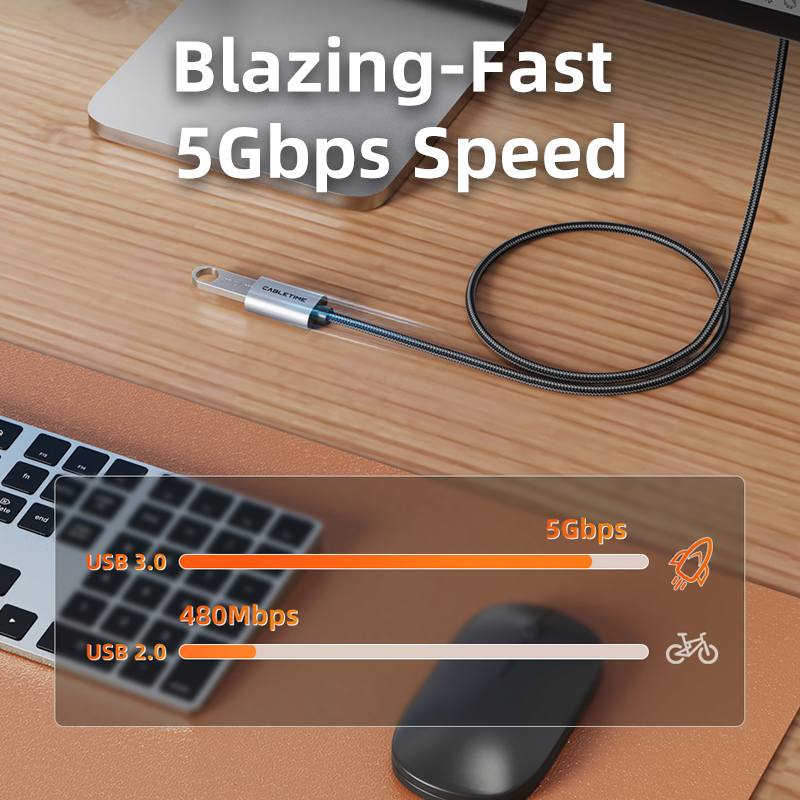 CABLETIME καλώδιο προέκτασης USB CT-AMAF1, 5Gbps, 2m, μαύρο CT-AMAF1-AG2