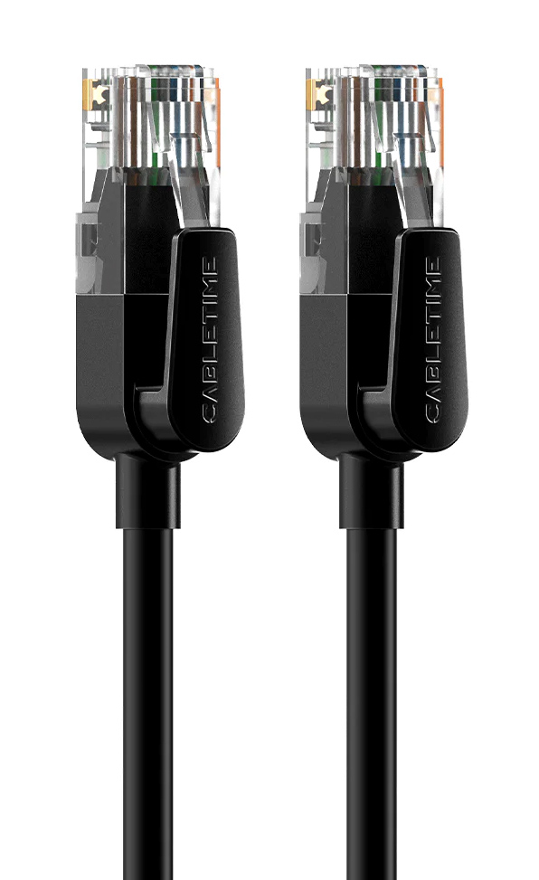 CABLETIME καλώδιο δικτύου CT-CAT6U, CAT 6 UTP, 250 MHz, CCA, 1m, μαύρο CT-CAT6U-PB1