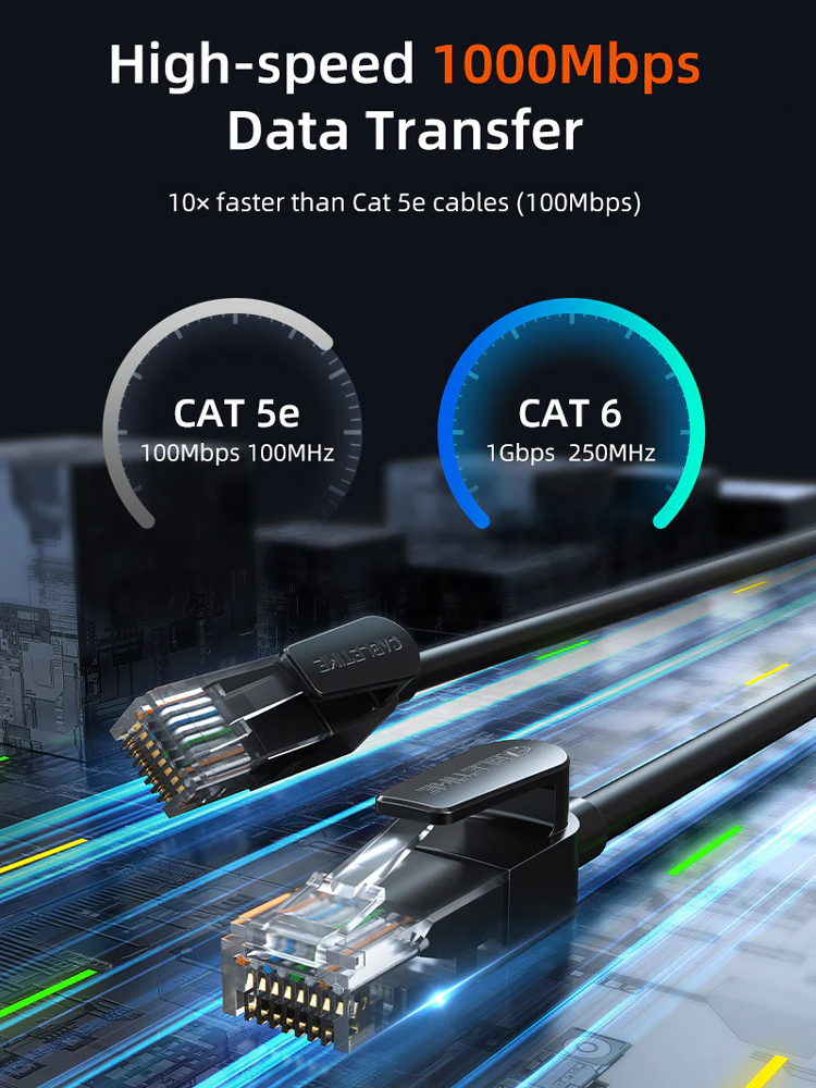 CABLETIME καλώδιο δικτύου CT-CAT6U, CAT 6 UTP, 250 MHz, CCA, 3m, μαύρο CT-CAT6U-PB3