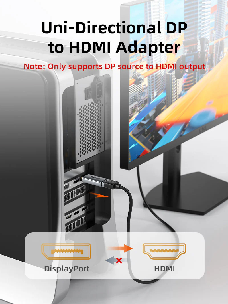 CABLETIME αντάπτορας DisplayPort σε HDMI CT-DMHF4K-AG6, 4K/60Hz, γκρι CT-DMHF4K-AG6