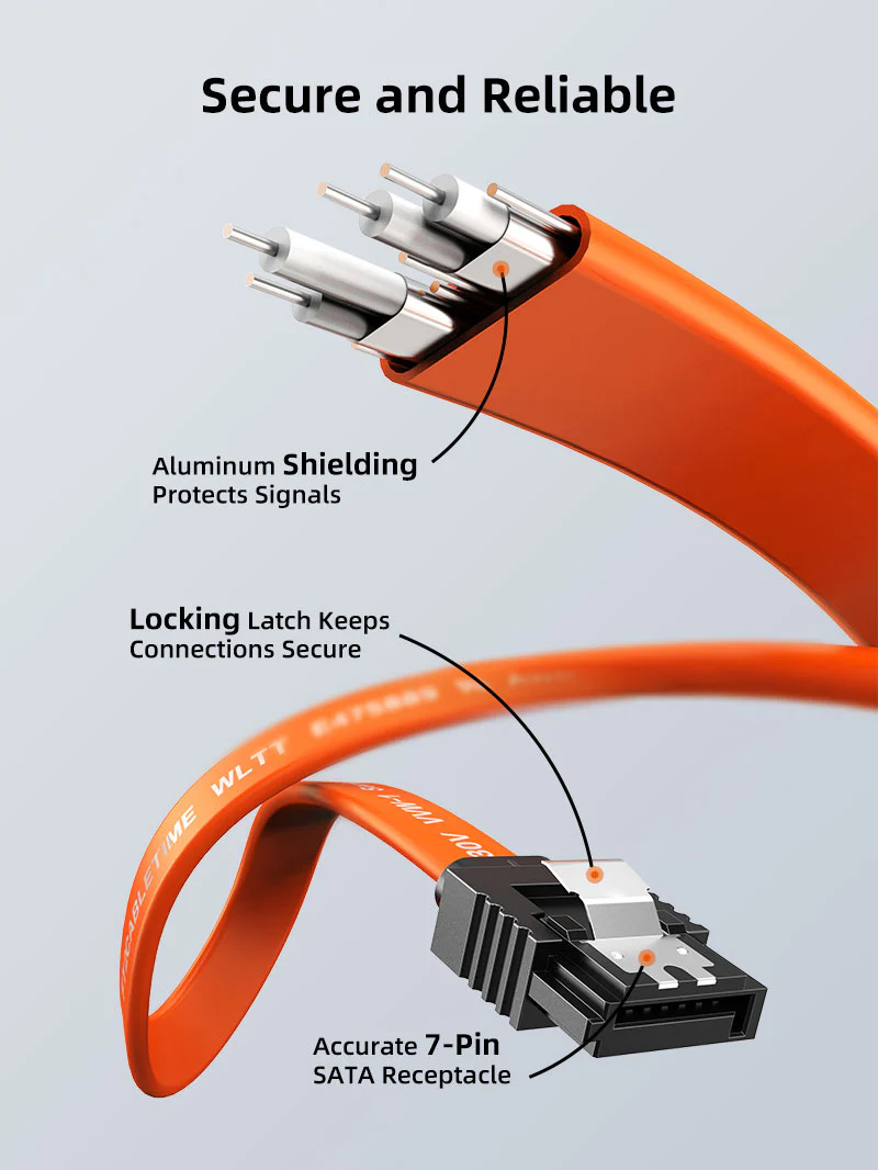 CABLETIME καλώδιο SATA III CT-SATA3, 6Gbps, 0.50m, πορτοκαλί CT-SATA3-B0.5
