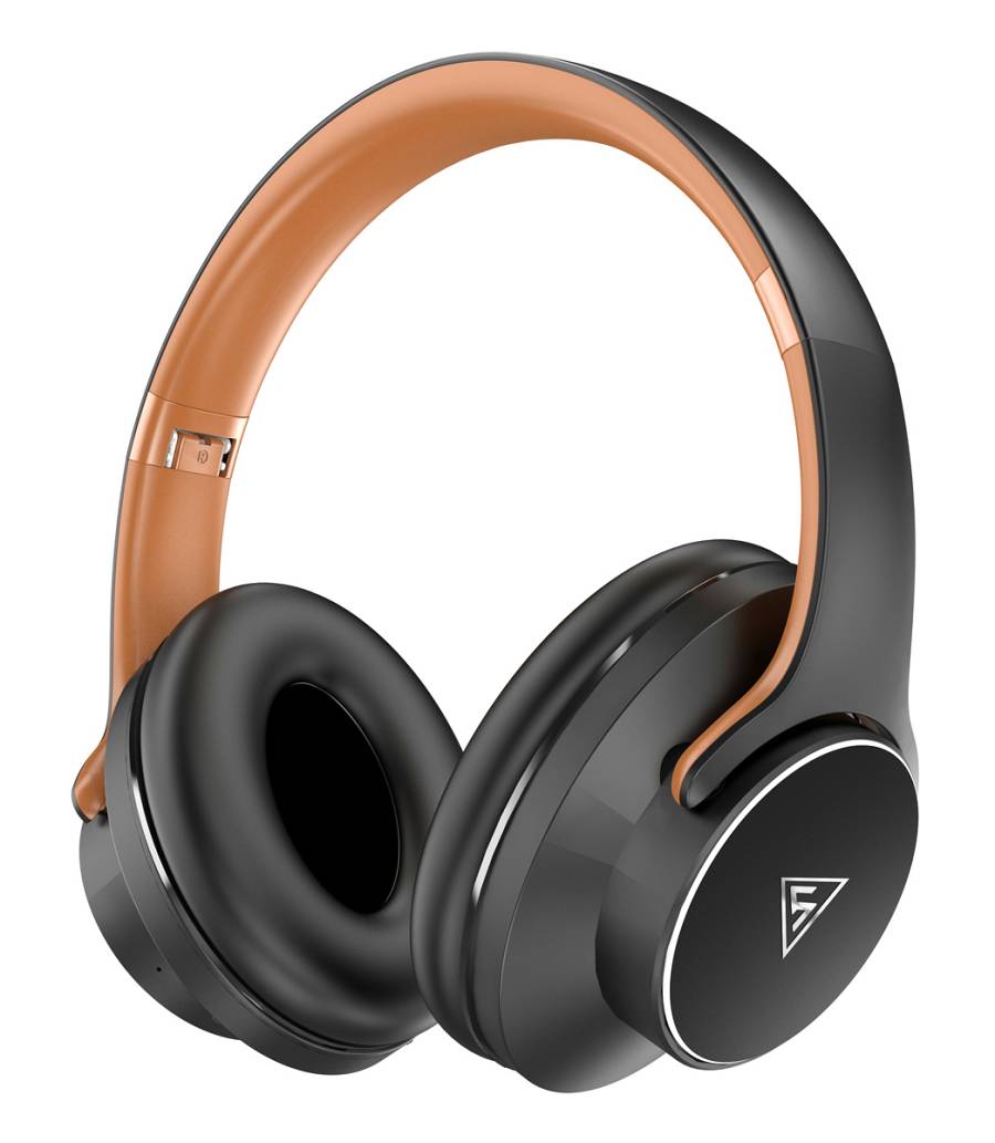 DOQAUS headphones DESIGN 1, ασύρματα & ενσύρματα, Φ40mm, 600mAh, μαύρα/καφέ DESIGN1-BR