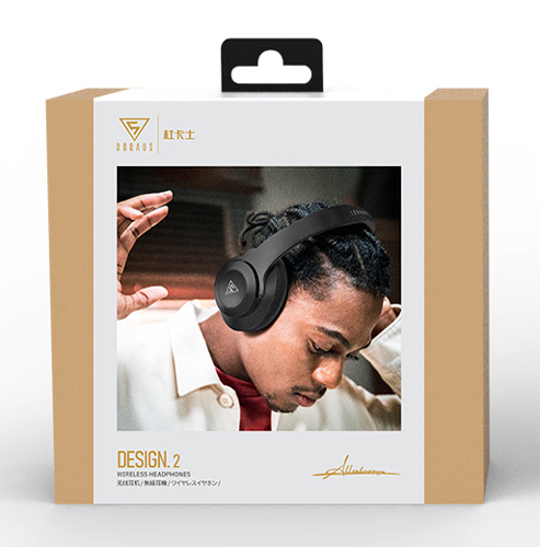 DOQAUS headphones DESIGN 2, ασύρματα & ενσύρματα, Φ40mm, 600mAh, μαύρα DESIGN2-BK