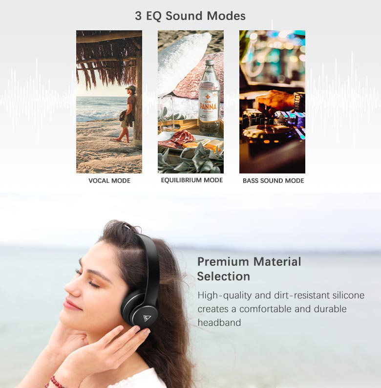 DOQAUS headphones DESIGN 3, ασύρματα & ενσύρματα, Φ40mm, 600mAh, μαύρα/καφέ DESIGN3-BR