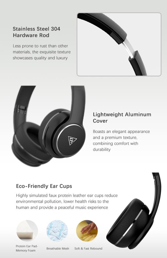 DOQAUS headphones DESIGN 3, ασύρματα & ενσύρματα, Φ40mm, 600mAh, μαύρα/καφέ DESIGN3-BR
