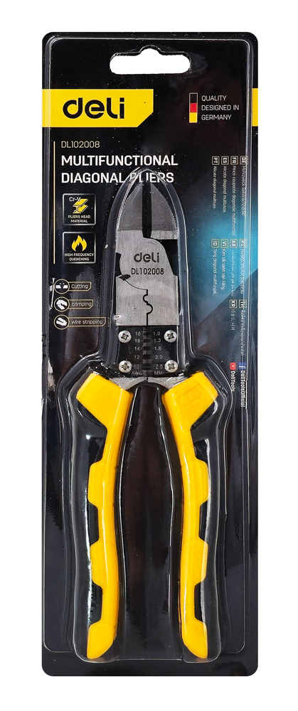 DELI πλαγιοκόφτης/απογυμνωτής καλωδίων DL102008, 1.0~2.6mm, 200mm DL102008