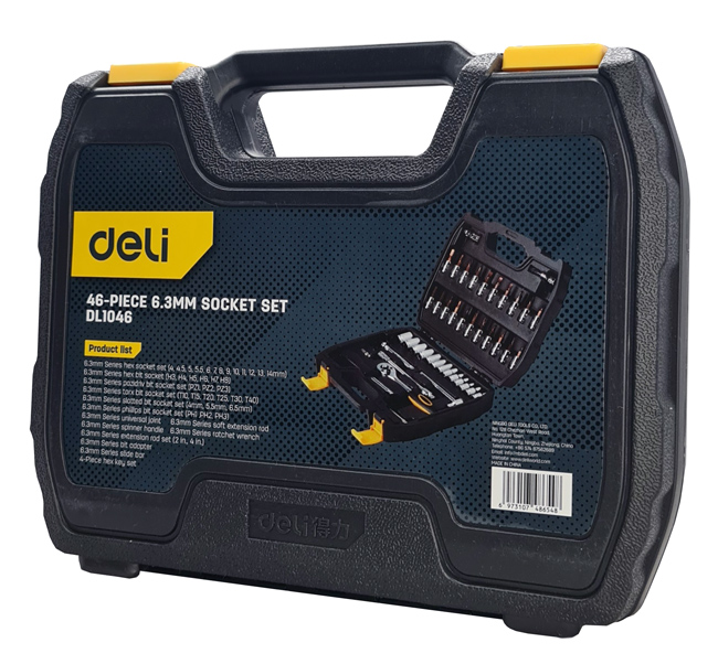 DELI σετ εργαλείων DL1046, με θήκη, 1/4, Cr-V, 46τμχ DL1046