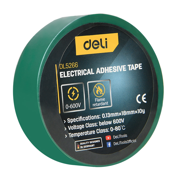 DELI μονωτική ταινία υψηλής αντοχής DL5266, 18mm x 9.15m, πράσινη DL5266