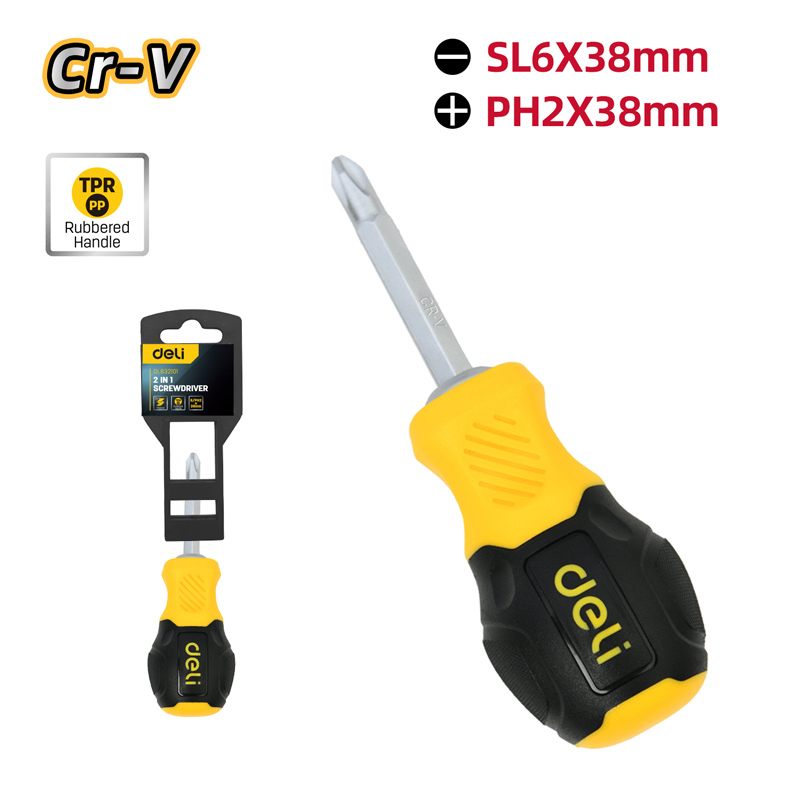 DELI κατσαβίδι DL632101 με διπλή κεφαλή, μαγνητικό, 6mm/PH2x38mm DL632101