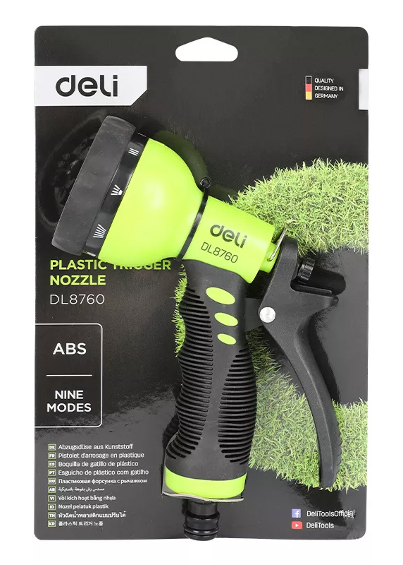 DELI πιστόλι νερού DL8760 με 9 λειτουργίες ψεκασμού, 3/4 DL8760