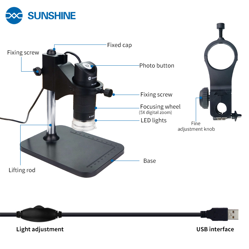 SUNSHINE ψηφιακό μικροσκόπιο DM-1000S, 50x-1000x, USB, LED DM-1000S