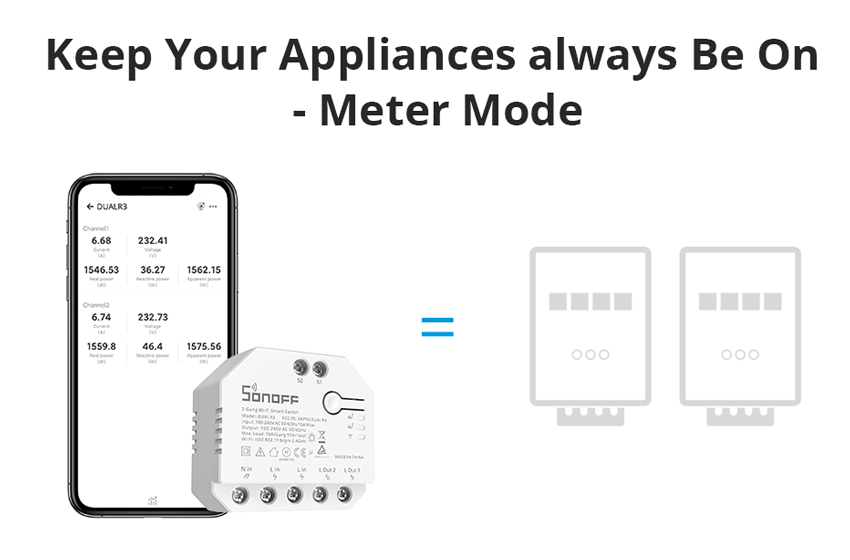 SONOFF smart διακόπτης DUALR3, 2-Gang, WiFi, 15A, λευκός DUALR3