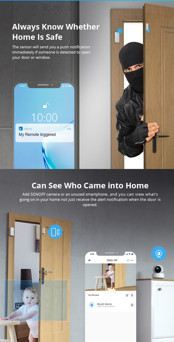 SONOFF alarm sensor πόρτας & παραθύρου DW2-RF, RF 433MHz DW2-RF