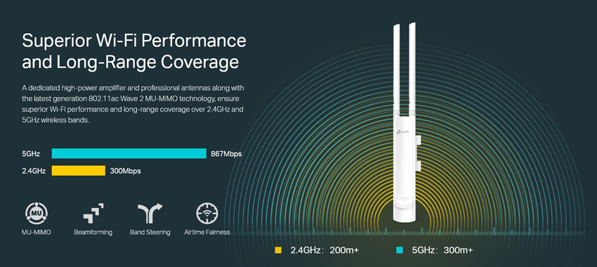 TP-LINK ασύρματο access point EAP225-OUTDOOR, AC1200 MU-MIMO, Ver. 3.0 EAP225-OUTDOOR